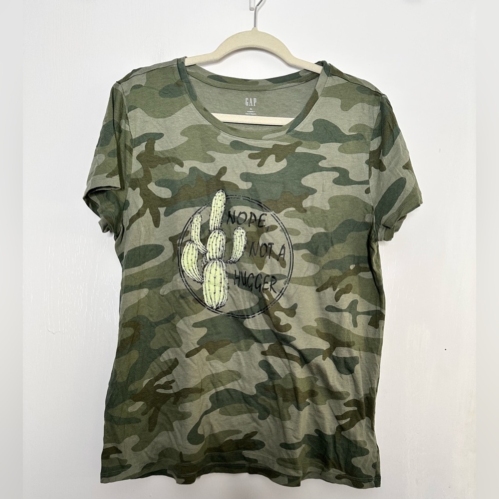 Upcycled Green Camo T-Shirt women’s XL